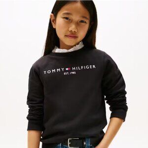 Tommy Hilfiger | Unisex Kids Large Sweatshirt | Black Logo Crew